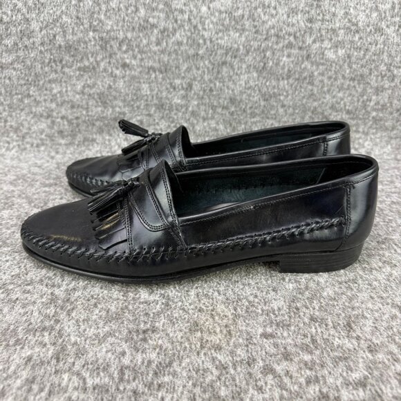✅ Mens 10.5 Giorgio Brutini Le Glove Loafers Black Leather Tassel Fringe Slip-On main image 11